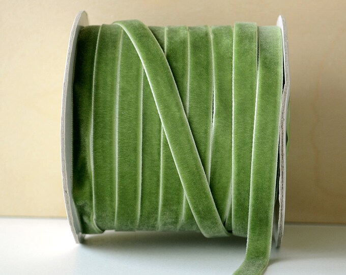 3 Yards Deep Sage Green Velvet Ribbon 3/8 Single Face Velvet Ribbon for