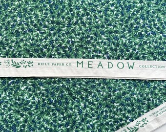DESTASH Rifle Paper Co. Meadow Floral  Blueberries Green Quilting Cotton 72 Inches Remnant 2 Yards