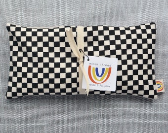 Weighted Eye Pillow in Black and Natural Check Eye Mask Checkerboard