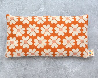 Weighted Eye Pillow in Heart Flowers Caramel Canvas Oversized Eye Pillow Lavender Mint or Unscented
