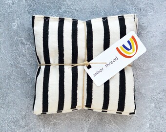 Lavender Pillows in Painted Lines Black and Natural Drawer Sachets Set of 2 Natural Aromatherapy