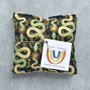 Gilded Snakes Black and Gold Lavender Sachet Bundle Natural Gift image 1