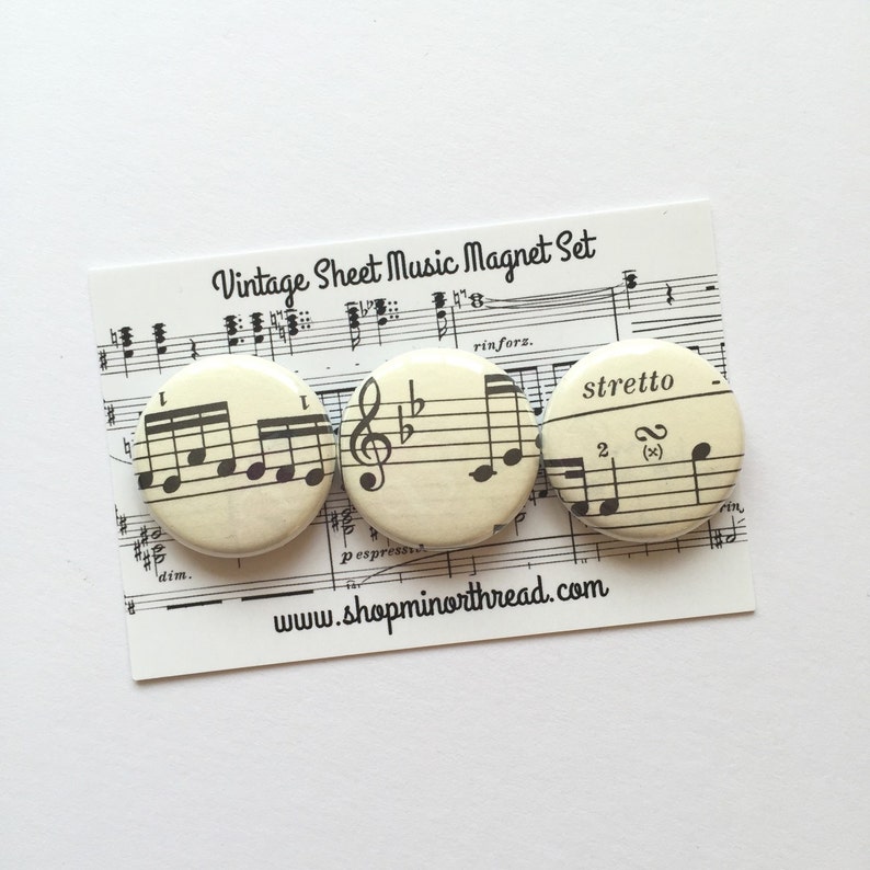 Sheet Music Magnets Made From Vintage Sheet Music Handmade by Minor Thread image 2
