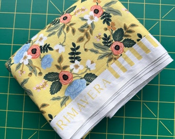 DESTASH Rifle Paper Co. Yellow Floral Primavera English Garden Roses Quilting Cotton 70 Inches