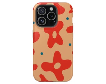 Retro 70s Groovy Flower Pattern Calidad Premium MagSafe Funda protectora resistente para teléfono iPhone 13 14 15 Pro Plus Pro Max Mini