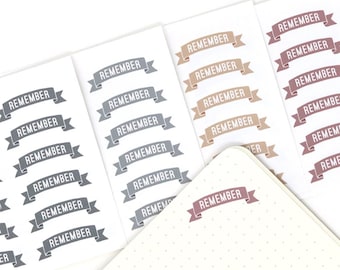 Remember header stickers, neutral planner stickers, to do, errands, vertical planning, bujo, bullet journal, planner, diary HDR75