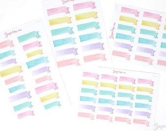Watercolor Pastel Banner Planner and Journal Flags