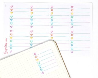 Volledige doos checklist planner stickers: aquarel harten | Schattig hand getrokken regenboog werk leraar moeder school bekleed om gewoonte trackers FBX2 te doen