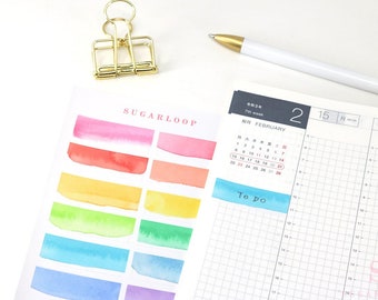 Watercolor Appointment Stickers Quarter Box Label Bujo Planner Stickers:0.5" (12 mm) Tall | Reminder Tracker Work  APP17