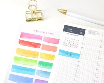 Watercolor Planner and Journal Stickers: Quarter Box Appointment Reminders