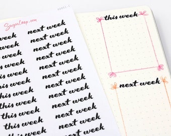 This & Next Week Script Header Bujo Planner Stickers  | MDN Banner To Do Goals Task Chores Work Teacher Mom Study  HDR51