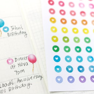 Mini Tiny Dots Heart Round Circle Bujo Planner Stickers: 0.25 6 mm Color Code Checklist To Do Task Chore Rainbow DOT24 image 1