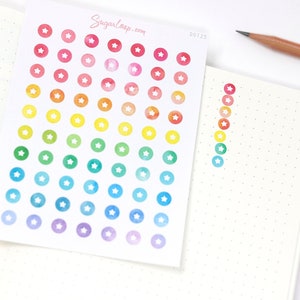 Mini Tiny Star Dots Round Circle Bujo Planner Stickers: 0.25”(6 mm) | Color Code Checklist To Do Task Chore Rainbow  EC DOT25