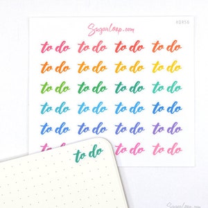 To Do Script Hand Lettering Header Bujo Planner Stickers: Rainbow | Chores Tasks Functional School Work College Office  HDR56