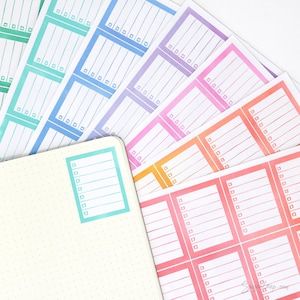 Full Box Checklist Bujo Planner Stickers: 8 Watercolors | Checkbox Rainbow Work Teacher Mom School Chores Lined To Do Trackers FBX45