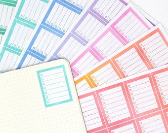 Full Box Checklist Bujo Planner Stickers: 8 Watercolors | Checkbox Rainbow Work Teacher Mom School Chores Lined To Do Trackers FBX45