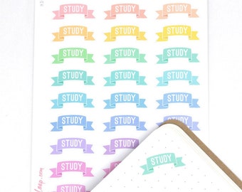 Study Stickers for Planners and Journals:Pastel | Hand Drawn Lettering Header Title Task School Uni Weekly Vertical Planning  Hobo HDR7