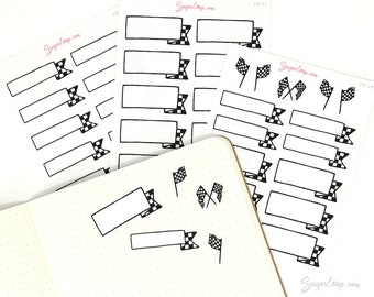 Checkered Flag Formula Racing Banner Flag Bujo Planner Stickers  | Motorbike Sports Race Car To Watch ENT1