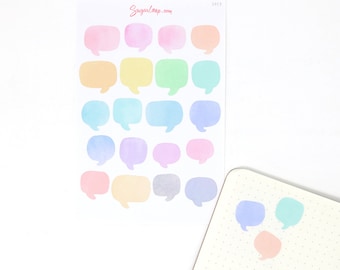 Speech Bubble Bujo Planner Stickers: Rainbow Watercolor | Deco To Do Tasks Monthly Weekly Daily  Hobo TN Weeks Writable SPC3