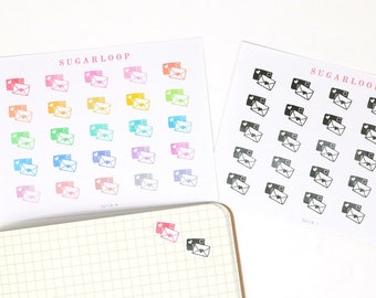 Happy Mail Script Bujo Planner Stickers: Rainbow or Neutral | Delivery Envelope Heart Seal Postcard Penpal ICN20