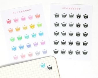 Cooking Meal Prep Plan Icon Bujo Planner Stickers: Rainbow or Neutral | Crockpot Cute Reminder Task To Do Lunch Dinner  ICN6