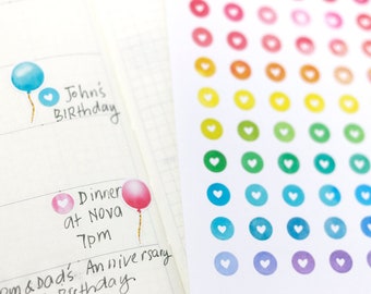 Mini Tiny Dots Heart Round Circle Bujo Planner Stickers: 0.25” (6 mm) | Color Code Checklist To Do Task Chore Rainbow  DOT24