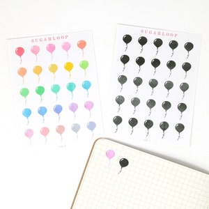 Balloon Bujo Planner Stickers: Rainbow or Neutral | Happy Birthday Icon Special Occassion Anniversary Wedding Event  ICN1