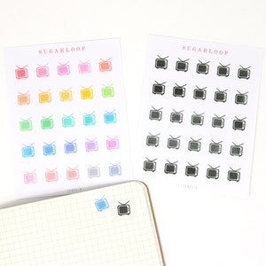 TV Streaming Watch Icon Bujo Planner Stickers: Rainbow or Neutral | Television Relax Movie Day Off Weekend Reminder  ICN21