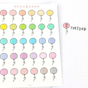 Cute Kawaii Balloon Bujo Planner Stickers  | Birthday Balloon Stickers for Celebrations Events Party Reminder To Do  CLB1