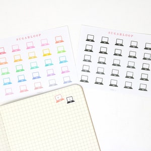 Laptop Work Computer Icon Bujo Planner Stickers: Rainbow or Neutral | Minimal Planning Internet Back Up Blog Study WFH Home Reminder  ICN26
