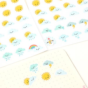 Bujo Planner Sticker Kawaii Wetter: ca 0,5 in (6 mm) | Add-ons verfügbar Funktionales Cute Tracker Hobo TN WKC1