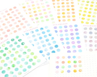 Watercolor Dot Planner and Journal Stickers: Bullet PointsChecklists Rainbow (0.25 in/6 mm)