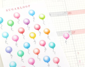 Joli agenda ballons et carnets autocollants : aquarelle givrée | Autocollants NCLC3 pour anniversaires, célébrations, rappel du compte à rebours