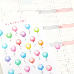 Cute Balloon Planner and Journal Stickers: Watercolor Frosted | Birthdays Celebrations Events Party Countdown Reminder Stickers  CLB3