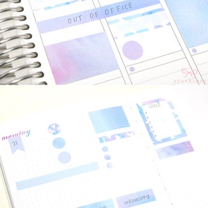 Hydrangea Watercolor Planner and Journal Stickers: Journaling Boxes, Dots, Strips, Checklists