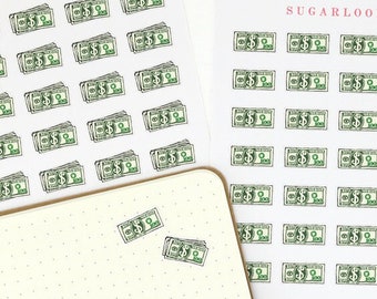 Payday Planner Stickers, 28 Pay Day Stickers Dollar Bill Tiny Money Stack, Money Tracker, Spending Sticker, Expenses, Budget Planner, FIN4