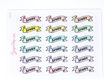 Study Stickers for Planners and Journals: Pastel | Hand Drawn Lettering Header Title Task School Weekly Vertical Planning  Hobo HDR36