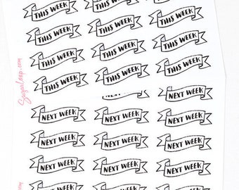 This Week & Next Week Stickers for Planners and Journals | Hand Drawn Lettering Header Title Weekly Vertical Planning  Hobo HDR22