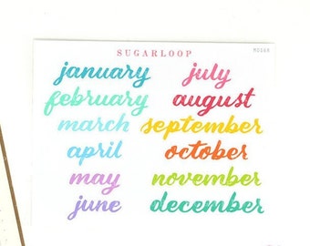 Cursive Month Planner and Journal Stickers: Brush Script Monthly Journaling Stickers