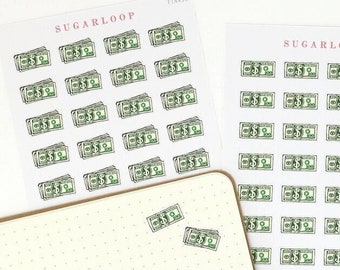 Payday Greenback Bujo Planner Stickers |  Journal Dollar Bill Tiny Money Stack Money Tracker Spending Expenses Budget Finance Travel FIN4