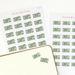 Payday Greenback Bujo Planner Stickers |  Journal Dollar Bill Tiny Money Stack Money Tracker Spending Expenses Budget Finance Travel FIN4