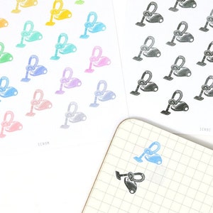 Stofzuigerreinigingspictogram Bujo plannerstickers - regenboog of neutraal | Reinigen om schoon te maken Taken Klusjes Thuiswerk ICN9