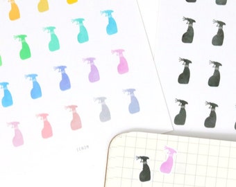 Pegatinas para planificador y diario con iconos de limpieza de botellas de spray: tareas, quehaceres diarios