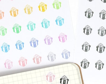 Pegatinas para agenda y diario con iconos de regalo: recordatorios de cumpleaños, aniversarios, eventos y ocasiones especiales.