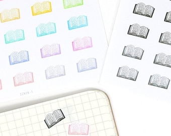 Hand Drawn Book Planner and Journal Stickers: Book, Bookish, Bookworm Icons