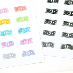 Zahltag Dollarschein Symbol Planer & Journal Aufkleber: Regenbogen oder Neutral | „Finen sie ihre Arbeit“