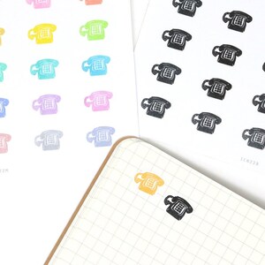Bujo plannerstickers minitelefoonpictogram: regenboog of neutraal | Op afroep, om te bellen | Vintage telefoon om te werken Kantoor School Moeder ICN22