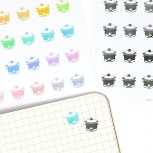 Kookmaaltijdvoorbereiding Icon Bujo Planner Stickers: regenboog of neutraal | Crockpot Leuke herinneringstaak: lunch, diner ICN6