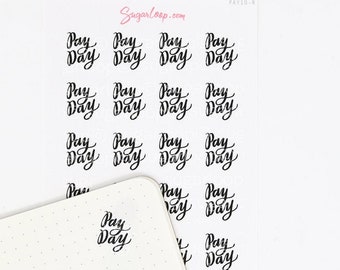Pay Day Script Bujo Planner Stickers: Neutral |  Journal Hand Lettered Calligraphy Pay Check Reminder Budgeting Stickers Finance FIN10
