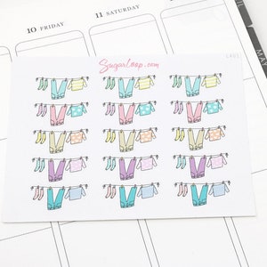 Cute Laundry Bujo Planner Stickers  | Kawaii Laundry Day Washing Day Doodle Clothes Pastel Calendar Task To Do Journal  LAU1